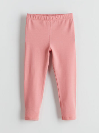 LCW Kids Pink Waistband Elastic Basic Girls Leggings