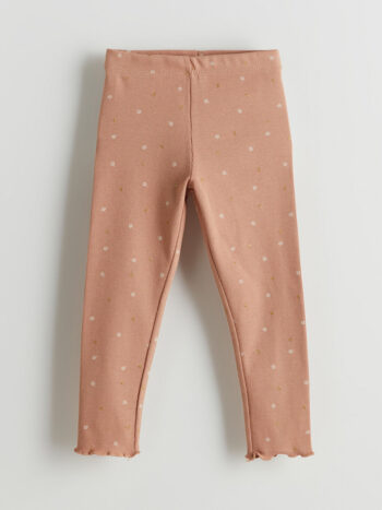 LCW Kids Brown Floral Waistband Leggings for Girls