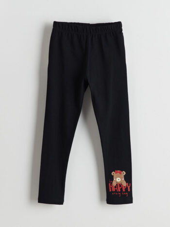 LCW ECO Black Waistband Printed Girls' Leggings