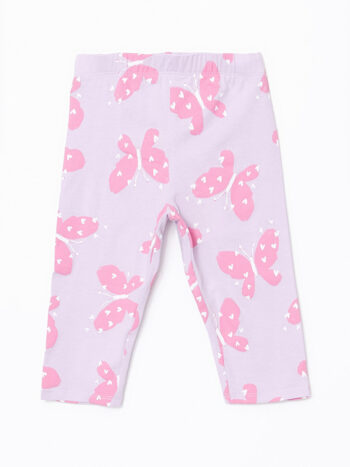 LCW Kids Lila White Elastic Printed Girls' Leggings