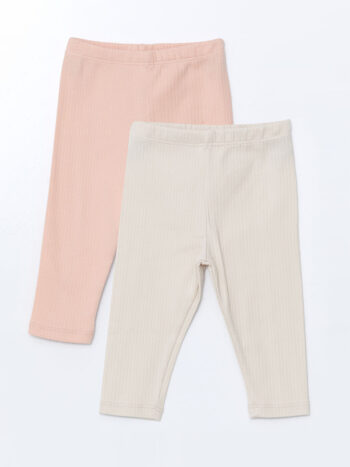 LCW Baby Pink Elastic Waist Basic Baby Girl Leggings 2-Pack