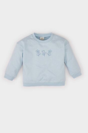 Girl's Bicycle Neck Floral Sweatshirt