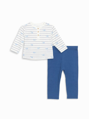 LCW Baby Beige Buttoned Boys' Baby T-Shirt and Sweatpants Set - 2 Pieces