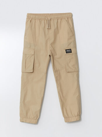 LCW Kids Beige Belted Elastic Boys Cargo Pants