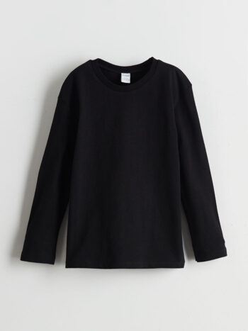 LCW Kids Black Crew Neck Basic Boys' T-Shirt