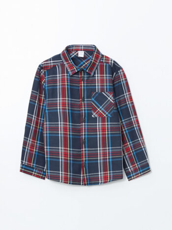 LCW Kids Blue Checkered Cotton Shirt for Boys