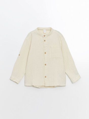 LCW Kids Bej Hakim Yaka Basic Boy’s Shirt