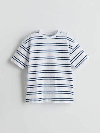 LC WAIKIKI White Striped Crew Neck T-Shirt for Baby Boys