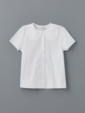 LCW Kids  White Baby Collar Floral Girl's Shirt
