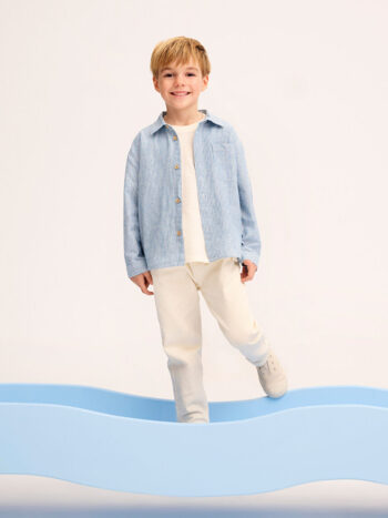 LCW Kids Blue Striped Linen Boy's Shirt