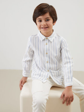 LCW Kids Beaded Long Sleeve Striped Boys' Shirt