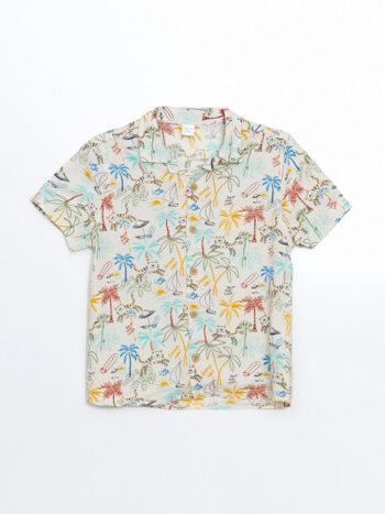 LCW ECO  Beige Resort Printed Collar Shirt for Boys