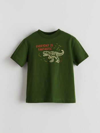 LCW ECO Green Bicycle Neck Printed Baby Boy T-Shirt