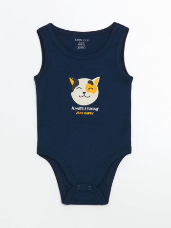 LCW Kids Blue Printed Short-Sleeve Bodysuit for Baby Boys