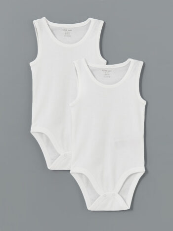 LCW ACCESSORIES  Off-White Basic Crew Neck Baby Boy Snap-Button Bodysuit Set of 2