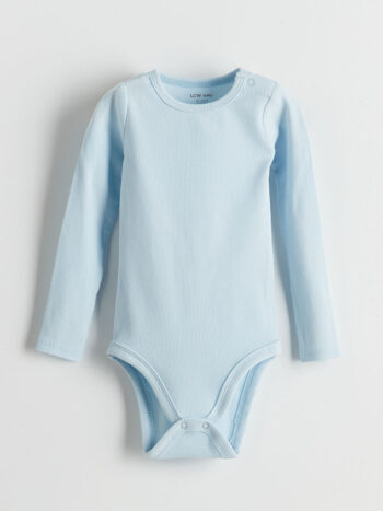 LCW Baby Blue Bicycle Neck Basic Baby Boy Jumpsuit