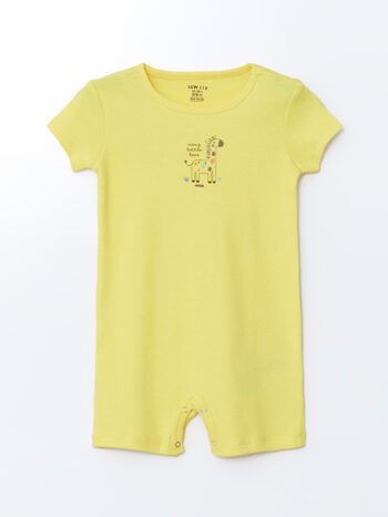 LCW ECO Yellow Bicycle Neck Printed Baby Boy Romper