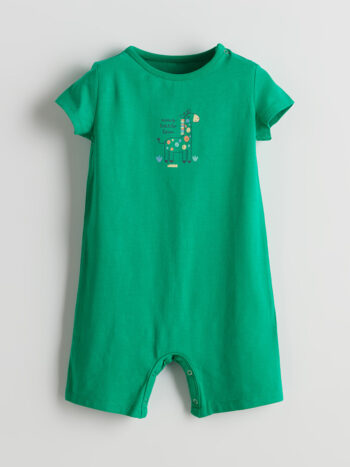 LCW ECO Green Bicycle Neck Printed Baby Boy Romper
