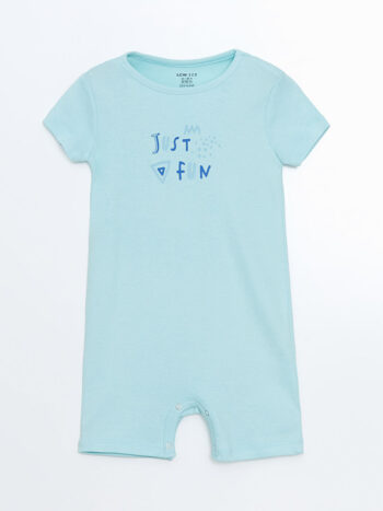 LCW ECO Turquoise Printed Crew Neck Baby Boys' Bodysuit