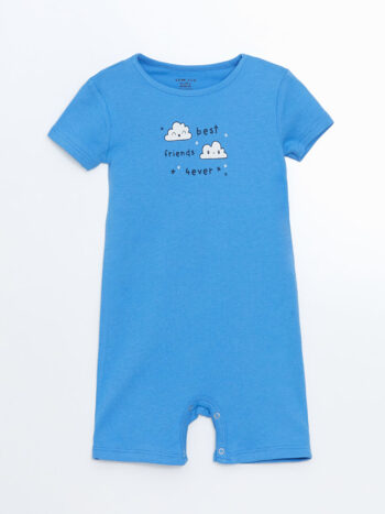 LCW ECO  Blue Crew Neck Cotton Baby Boys' Romper