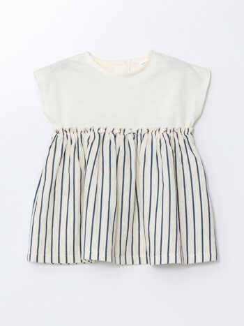 LCW Baby White Striped Jersey Girl Dress