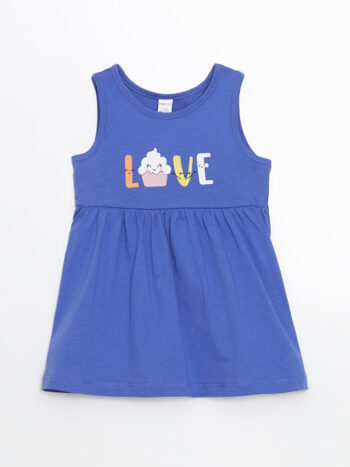 LCW ECO Lila Printed Round Neck Dress for Girls