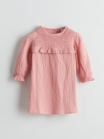 LCW Kids Pink Bicycle Neck Girl's Muslin Dress