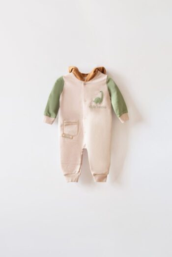 Hooded Baby Boy Dinosaur Jumpsuit