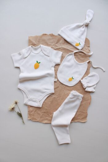 OhlalaKoala Embroidered Lemon 5-Piece Short Sleeve Newborn Set