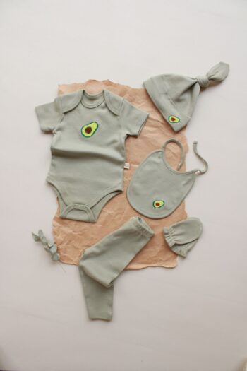 OhlalaKoala Avocado Embroidered 5-Piece Short Sleeve Newborn Set