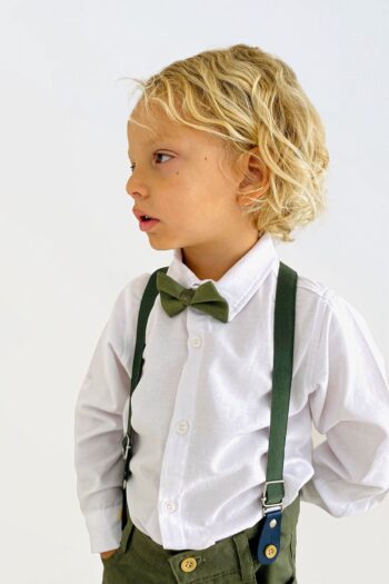 LULU Kids "Oxford" Boys' Suit Set with Bow Tie and Suspender - 4 Pieces