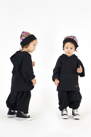 Black Fabric Samurai + Black Fabric Hooded Sweatshirt + Ethnic Pattern Beanie