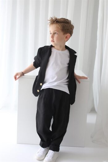 Black Tencel Relaxed Jacket + Black Tencel Carrot Pants