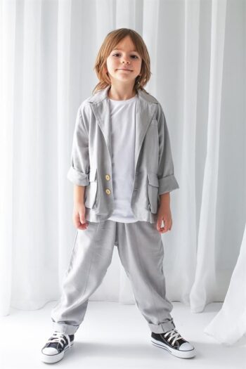 Gray Tencel Relaxed Jacket + Gray Tencel Carrot Pants