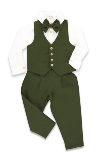 Haki Vest + Pants + Shirt + Bow Tie