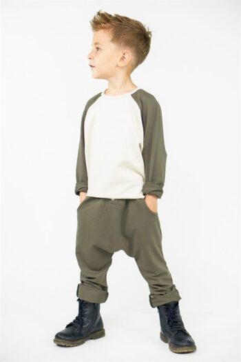 Haki Cream Cotton Raglan Sleeve Tracksuit Set