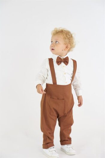 Coffee Harem Jumpsuit + Shirt + Bowtie