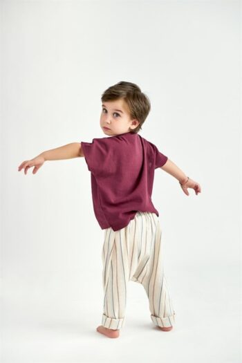 Burgundy Blue Stripe Harem + Burgundy Samurai Shirt