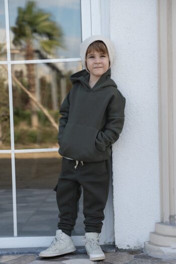 Haki 3-Piece Fleece-Lined Hooded Tracksuit Set