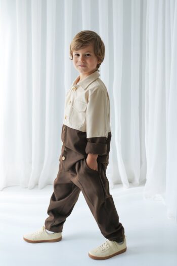 Coffee Retro Jacket - Carrot Pants Set