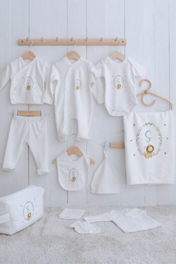 Tuğba Kuğu Organic 11-Piece Hospital Exit Set - Little Lion Series - Letter S