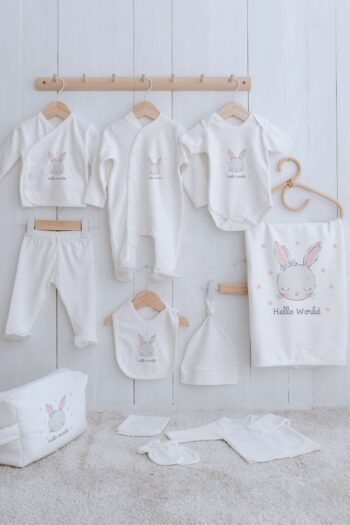 Tuğba Kuğu Organic 11-Piece Hospital Outfit - For Baby - Pink-Eared Bunny