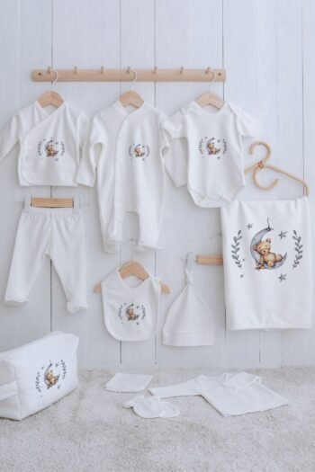 Tuğba Kuğu Organic 11-Piece Hospital Set - For Baby - Moonlit Sleeping Bear