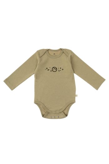 Long Sleeve Adjustable Snap Bodysuit Olive Organic Cotton Planet Gusto