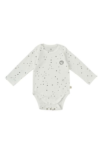 Long Sleeve Adjustable Snap Bodysuit Cosmos White Organic Cotton