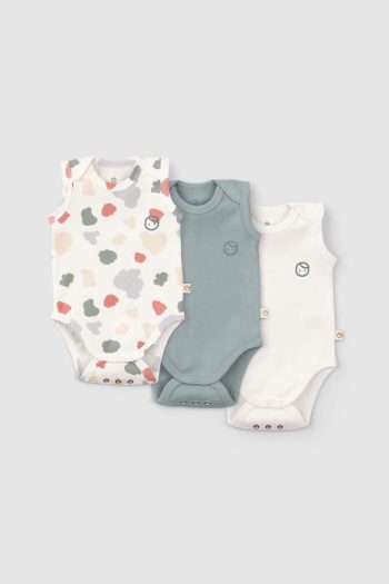 3-Piece Snap Closure Organic Cotton Body Set with Animal Print