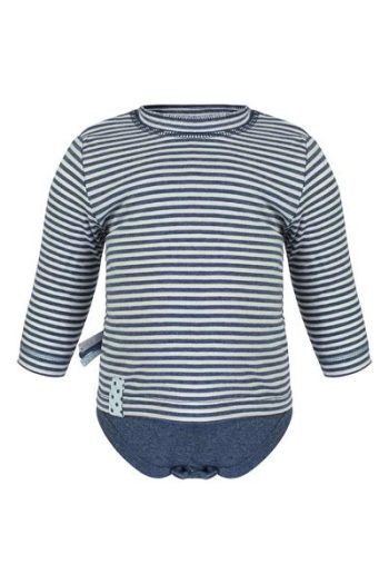 OrganicEra Organic Long-Sleeve Baby Bodysuit, Striped, Indigo Melange