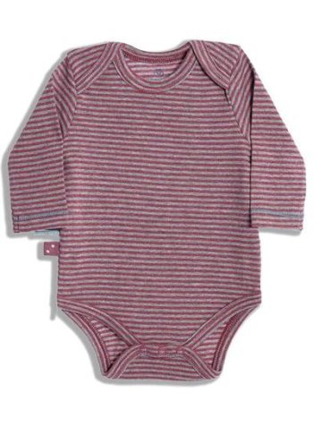 OrganicEra Organic Long Sleeve Baby Bodysuit, Striped, Bordeaux Melange