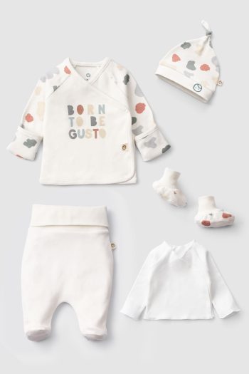 5-Piece Organic Cotton Hospital Outfit Set with Animal Patterns