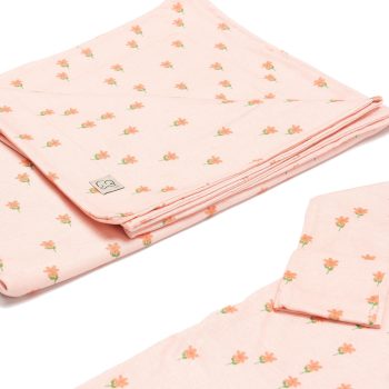 Newborn Patterned Organic Cotton Hospital Outfit 5-Piece Set in Pink